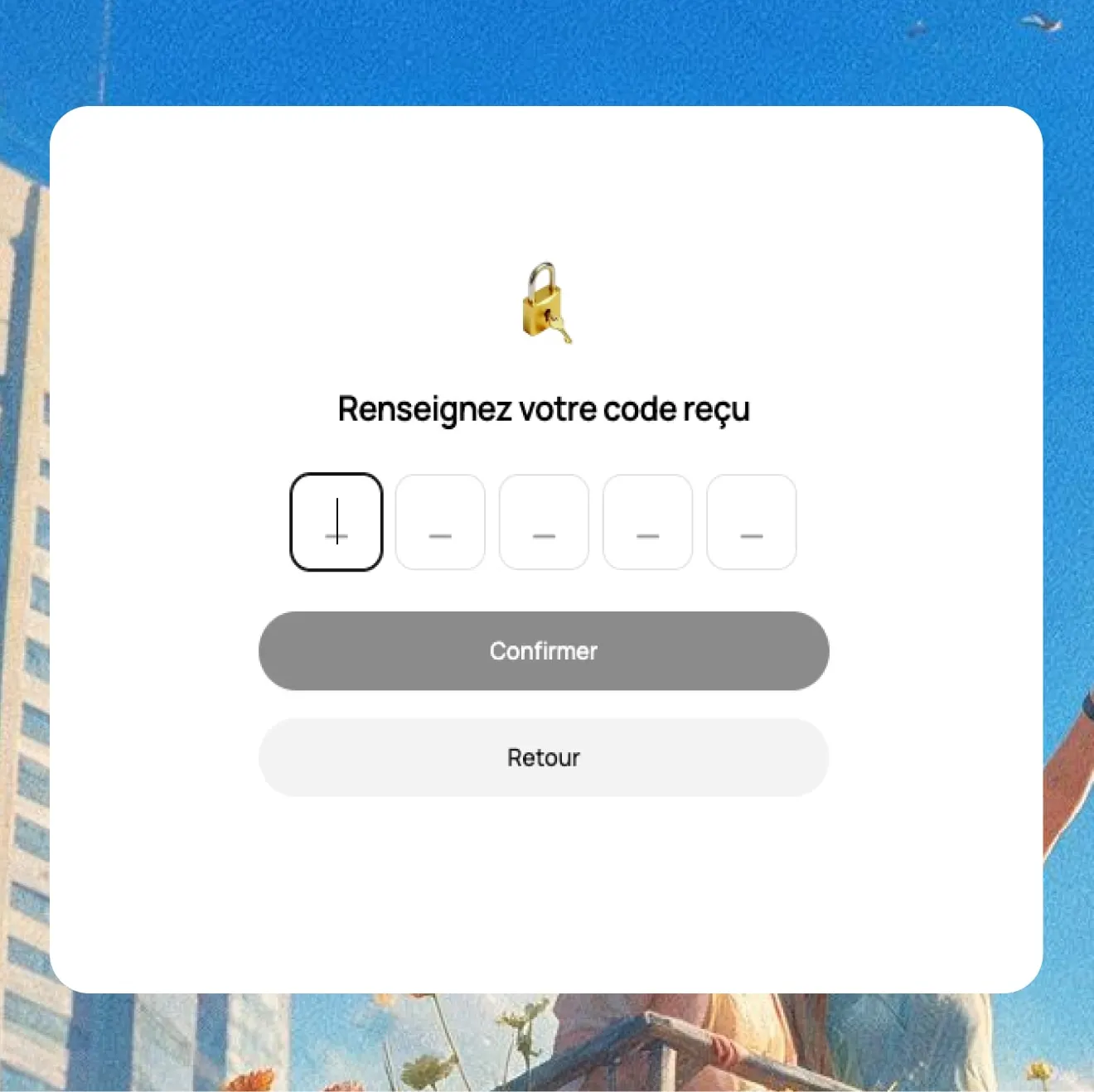 L’écran que rencontre un voyageur devant un livret protégé : un cadenas, la demande du code reçu, et cinq cases à remplir avant d’accéder au contenu.