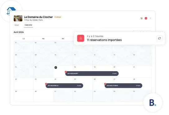 Calendrier de réservations pour les conciergerie