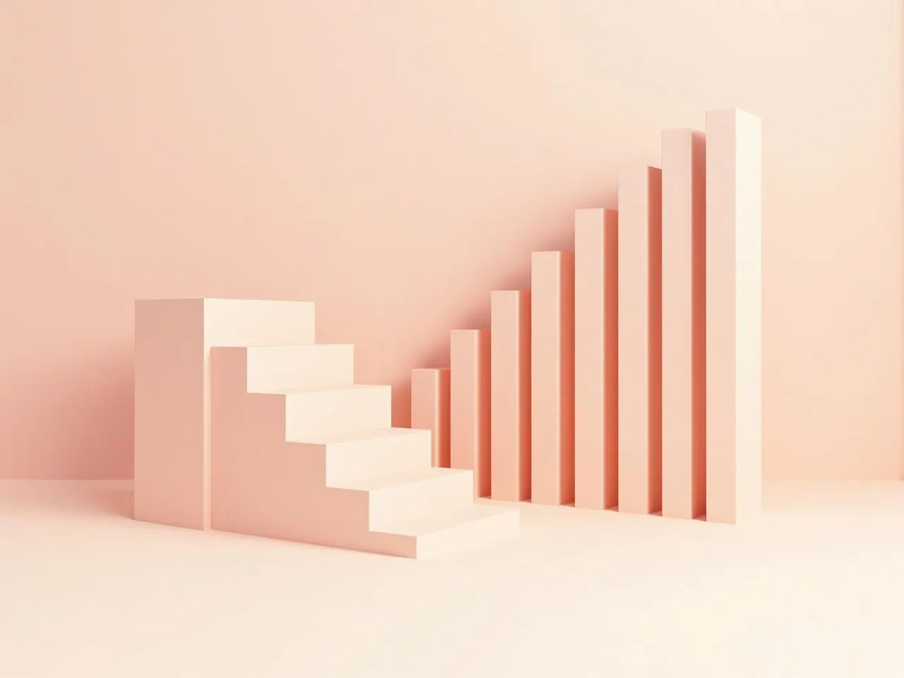 Un escalier et des barres de graphique côte à côte