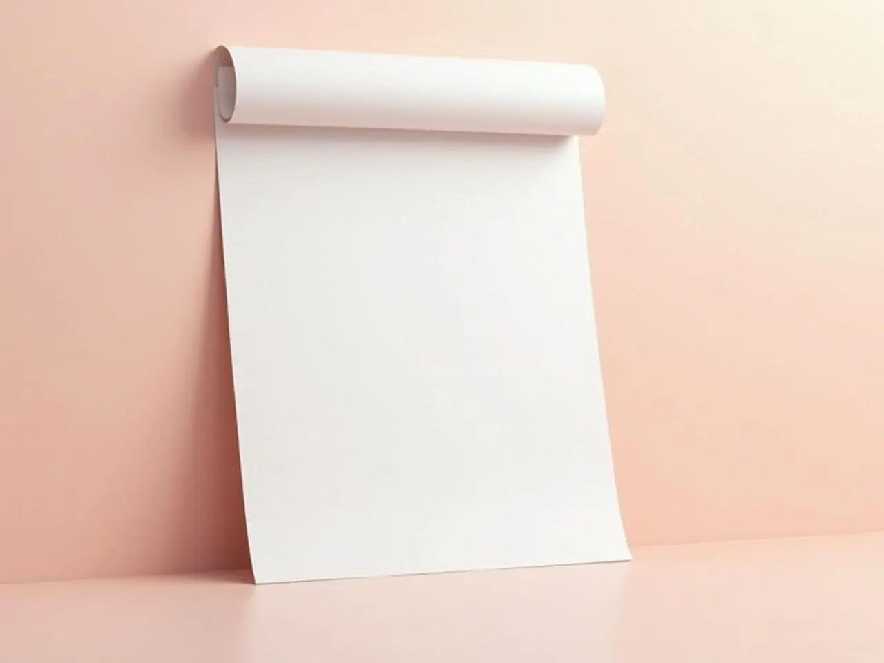 Une feuille de papier vierge, le haut enroulé