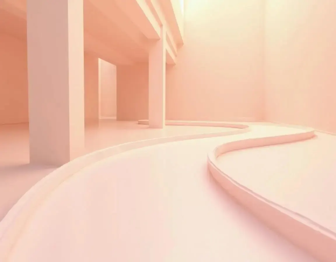 Un couloir courbe qui se perd dans la lumière