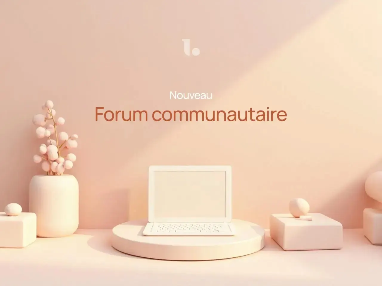 Une carte « Nouveau, Forum communautaire » et un ordinateur portable