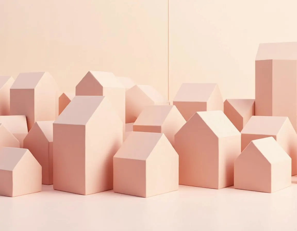 Un alignement serré de maisons miniatures