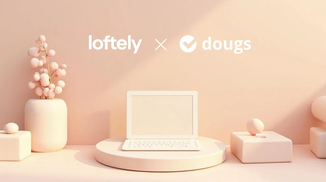 Les logos Loftely et Dougs côte à côte, séparés par une croix