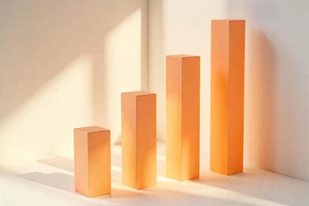 Des barres de graphique croissantes dans une lumière chaude