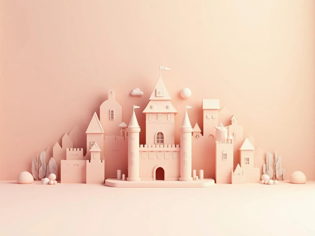 Un château miniature entouré d’arbres