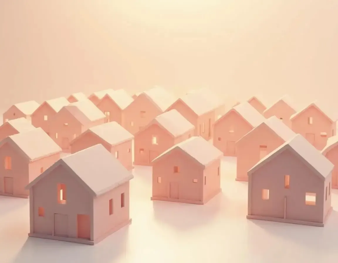 Un quartier de maisons miniatures, l’une éclairée